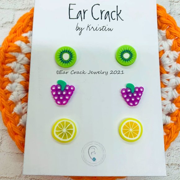 Hand Crafted- 10 mm mini fruit stud earrings - Picture 3 of 6